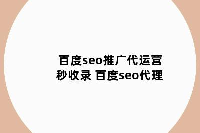 百度seo推广代运营秒收录 百度seo代理